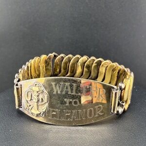 Vintage Tudor Bojar ID Bracelet Sweetheart Gold Tone Expansion US Navy  READ
